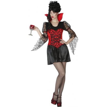 Robe de vampire pour femme de couleur noire et rouge - WA500S