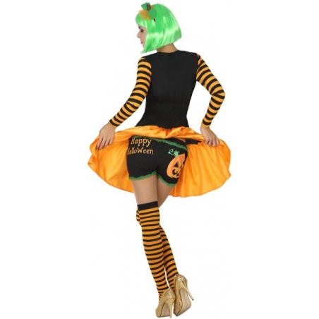 Déguisement de citrouille pour femme avec robe orange, serre-tête et shorty - WA506S Déguisement de citrouille pour femme avec robe orange, serre-tête et shorty - WA506S