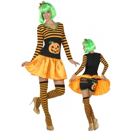 Cosstume femme citrouille Happy Halloween disponible de la taille S au XL