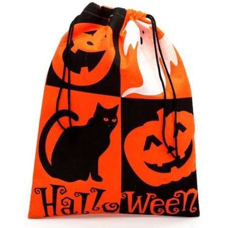 Sac à bonbons Halloween orange et noir