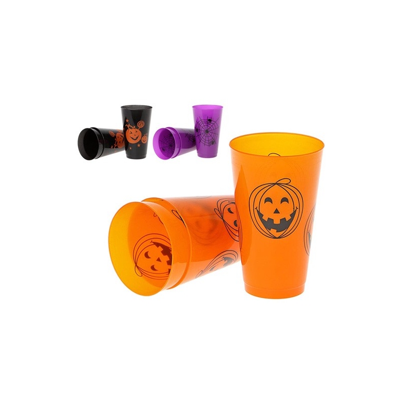 Timbales Halloween, verre en plastique citrouille ou toile d'araignée - vaisselle halloween 