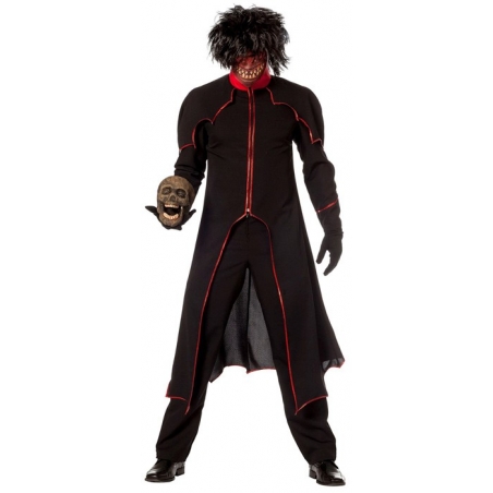 Déguisement diable grande taille homme, costume avec long manteau noir et rouge Déguisement diable grande taille homme, costume avec long manteau noir et rouge