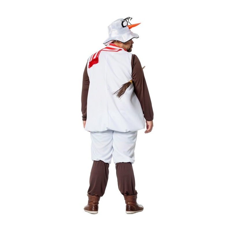 Déguisement de bonhomme de neige pour homme grande taille avec pantalon, haut, écharpe et chapeau