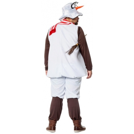 Déguisement de bonhomme de neige pour homme grande taille avec pantalon, haut, écharpe et chapeau Déguisement de bonhomme de neige pour homme grande taille avec pantalon, haut, écharpe et chapeau