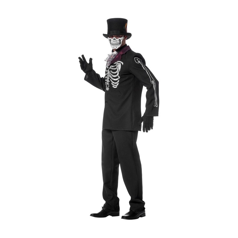Costume de squelette mexicain pour homme "fête de morts", également disponible en grande taille