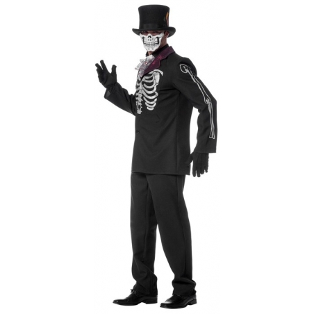 Costume de squelette mexicain pour homme "fête de morts", également disponible en grande taille