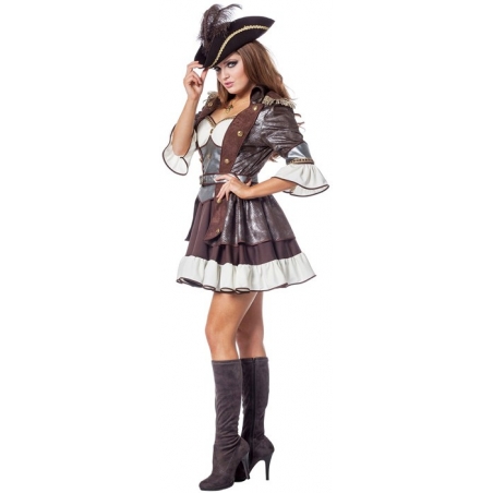 Robe de pirate luxe pour femme, costume avec robe et ceinture