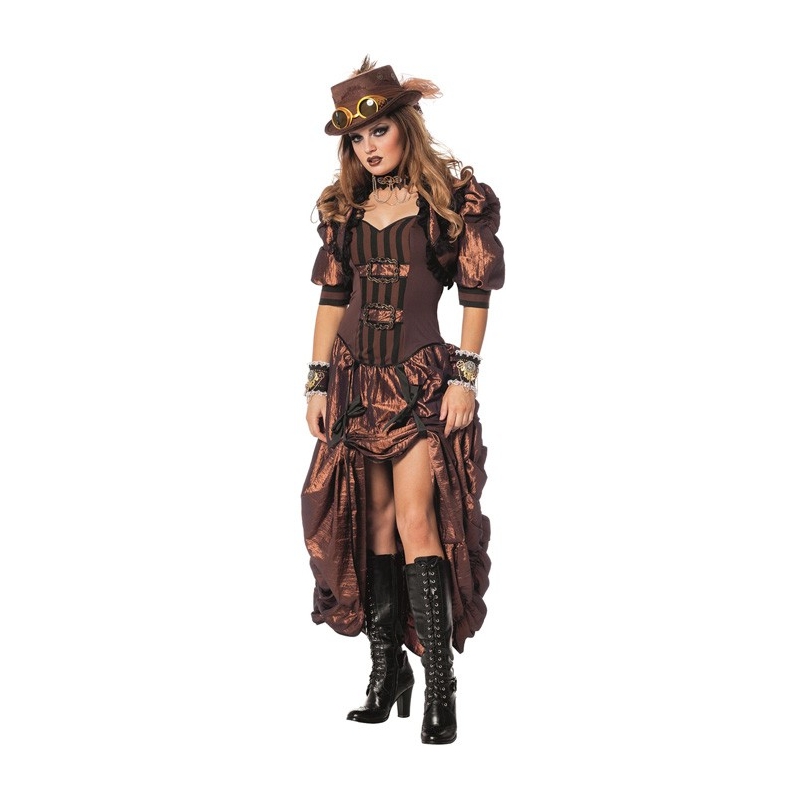 Déguisement steampunk luxe pour femme, robe d'époque victorienne et boléro