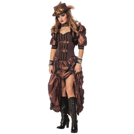 Déguisement steampunk luxe pour femme, robe d'époque victorienne et boléro