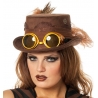Chapeau steampunk marron avec lunettes pour femme - accessoire époque victorienne Chapeau steampunk marron avec lunettes pour femme - accessoire époque victorienne