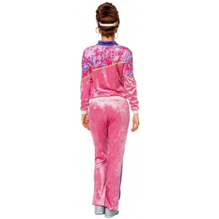 Costume soirée année 80 pour femme, jogging rose avec veste et pantalon - SA053S