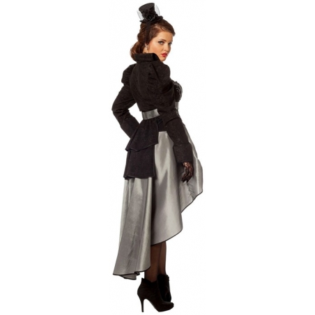 Robe de vampire d'époque victorienne noire et argent - déguisement halloween Robe de vampire d'époque victorienne noire et argent - déguisement halloween