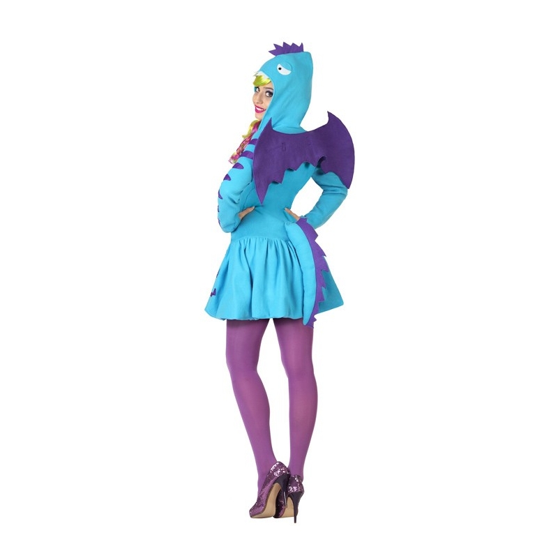 Costume femme animal, déguisement de dragon bleu idéal pour un carnaval ou un EVJF