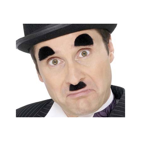 Moustaches et sourcils Charlie Chaplin, l'accessoire idéal pour le déguisement Charlot.