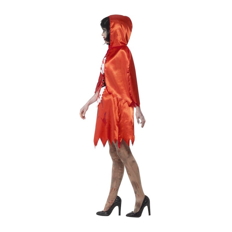 Costume zombie femme chaperon rouge halloween avec robe et cape à capuche