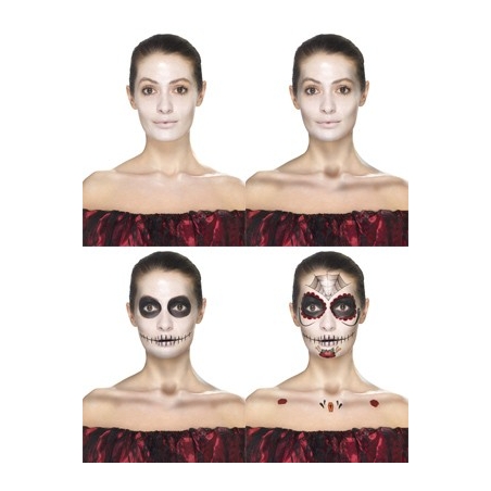 Maquillage squelette facile avec tatouages éphémères - maquillage halloween jour des morts Maquillage squelette facile avec tatouages éphémères - maquillage halloween jour des morts