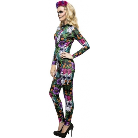 Déguisement halloween jour des morts, combinaison mexicaine pour femme avec bandeau Déguisement halloween jour des morts, combinaison mexicaine pour femme avec bandeau