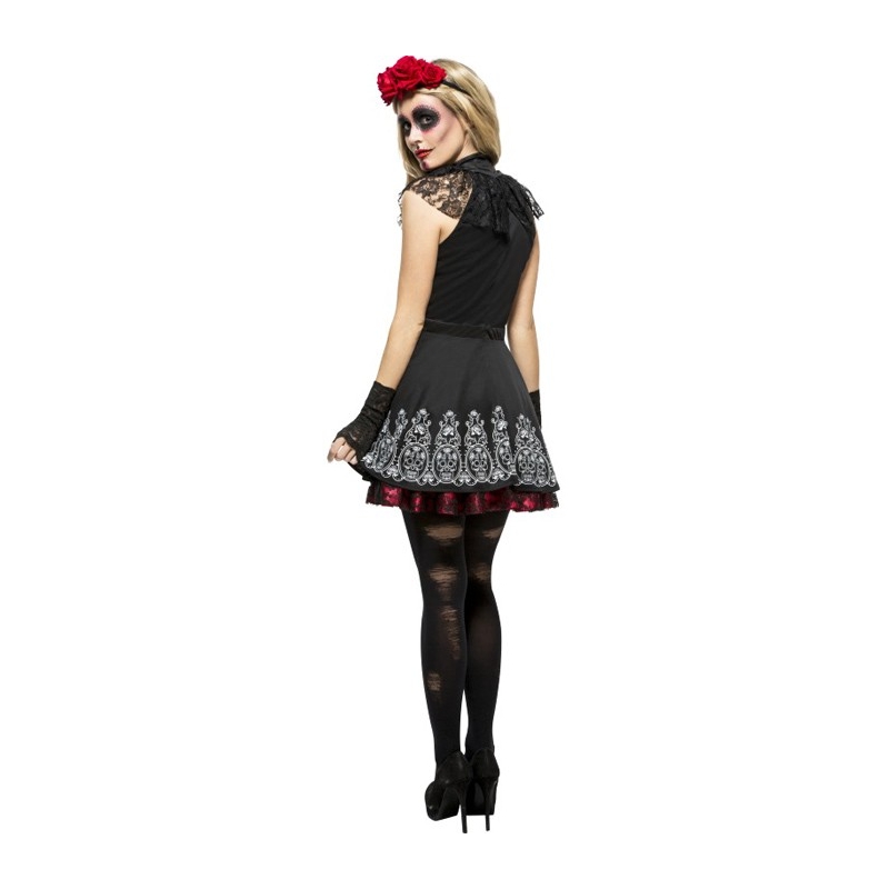 Costume mexicain fête des morts pour femme, robe mexicaine avec bandeau