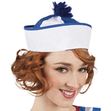 Chapeau marin avec pompon bleu