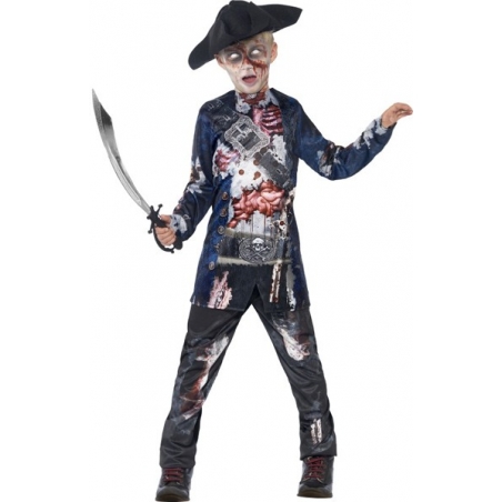 Déguisement de pirate zombie pour garçon avec haut, pantalon et chapeau de pirate Déguisement de pirate zombie pour garçon avec haut, pantalon et chapeau de pirate