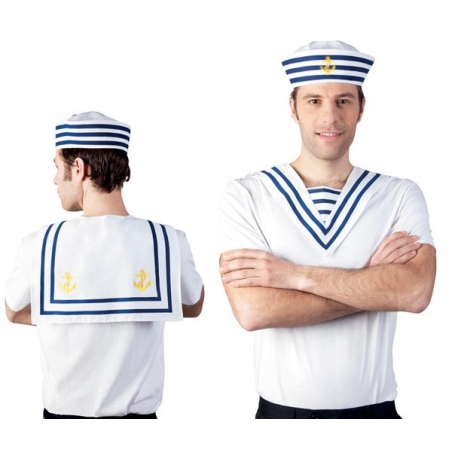 Col de marin blanc et bleu idéal pour créer votre propre déguisement de marin
