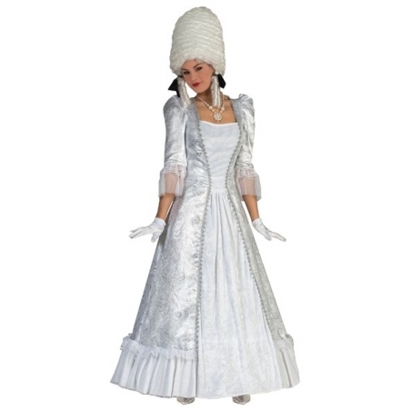 Longue robe de marquise blanche pour adulte - Costume carnaval de Venise