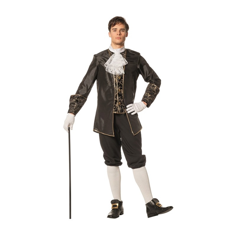 déguisement de marquis noir et or pour homme - costume vénitien adulte 