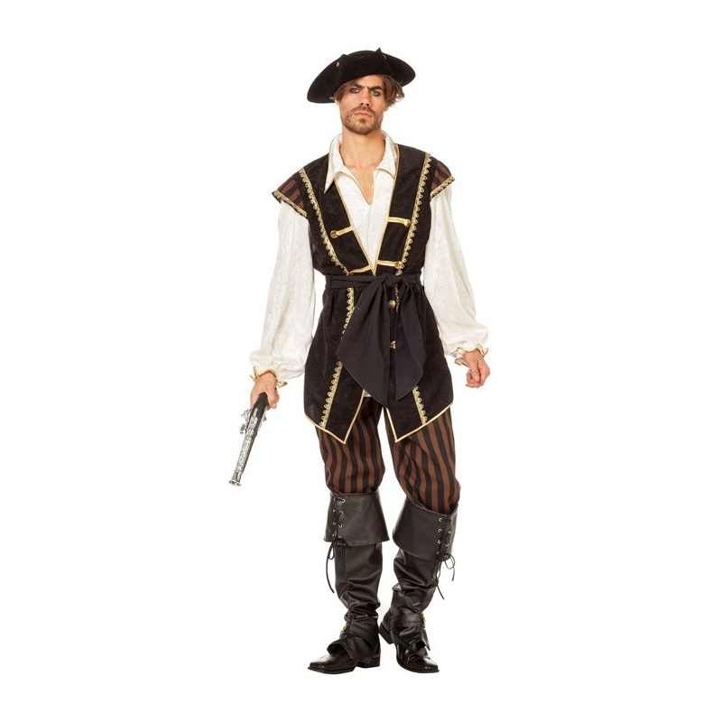 Costume de pirate luxe pour homme avec haut, pantalon et ceinture