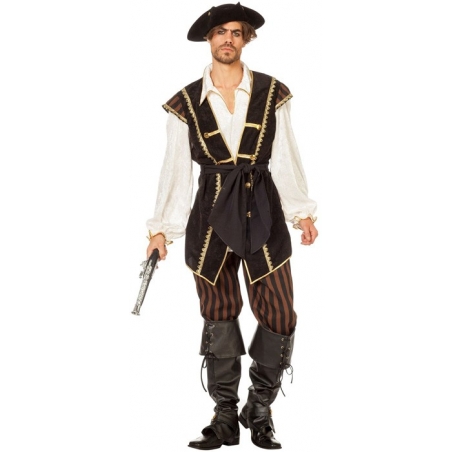 Costume de pirate luxe pour homme avec haut, pantalon et ceinture