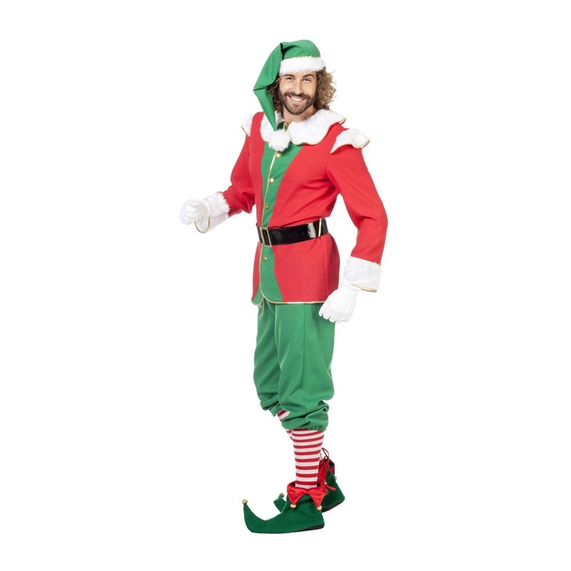 Costume de lutin de Noël pour homme rouge et vert - déguisements Noël