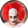 Perruque de clown au cheveux rouge avec crane en latex
