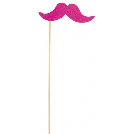 Moustache rose sur bâton, lot de 6 moustaches fluo pour selfie