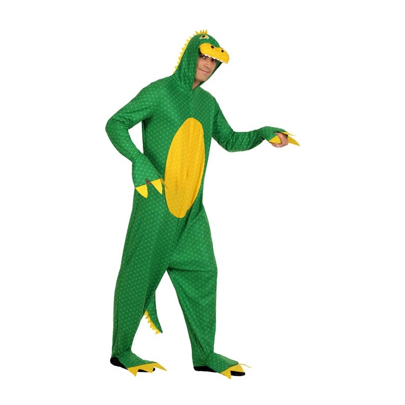Déguisement de dragon vert adulte, combinaison à capuche