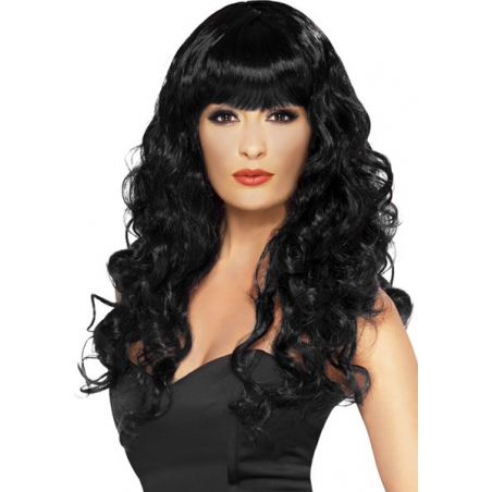 perruque noire bouclée femme effet naturel - perruques sirène
