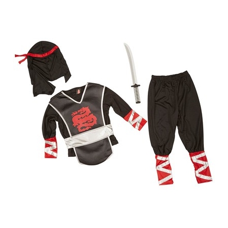 Déguisement de ninja 3 à 6 ans avec haut, pantalon, cagoule et épée de ninja
