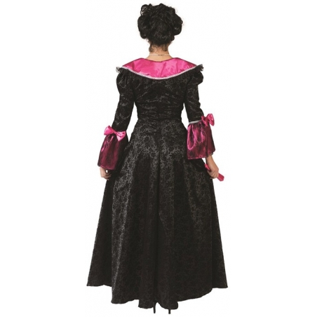 Costume de marquise noire et rose pour femme - carnaval de Venise et halloween