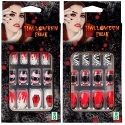 Set de faux ongles halloween idéal pour accessoiriser un déguisement de vampire pour femme