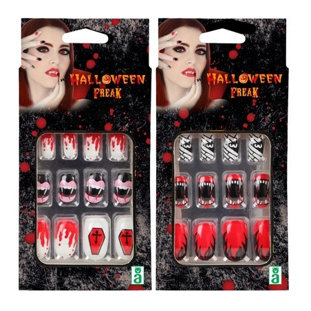 Set de faux ongles halloween idéal pour accessoiriser un déguisement de vampire pour femme