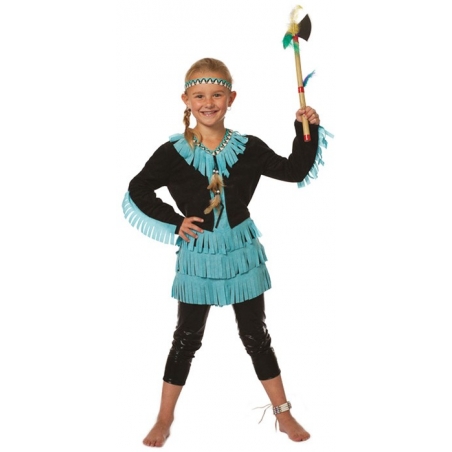 Déguisement indienne pour fille, robe noire et bleue Déguisement indienne pour fille, robe noire et bleue