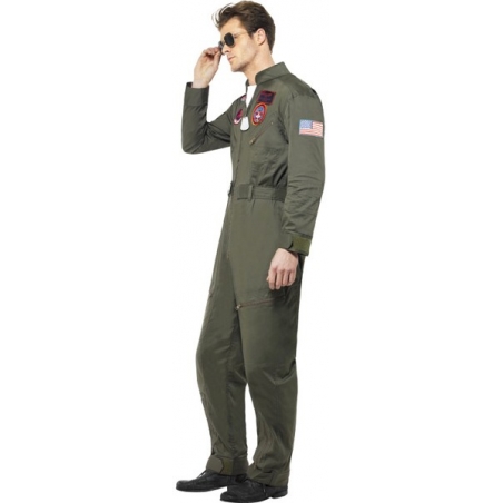 Combinaison de pilote de chasse, déguisement Top Gun luxe pour adulte Combinaison de pilote de chasse, déguisement Top Gun luxe pour adulte