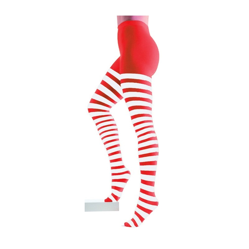 Collants rouge et blanc à rayures