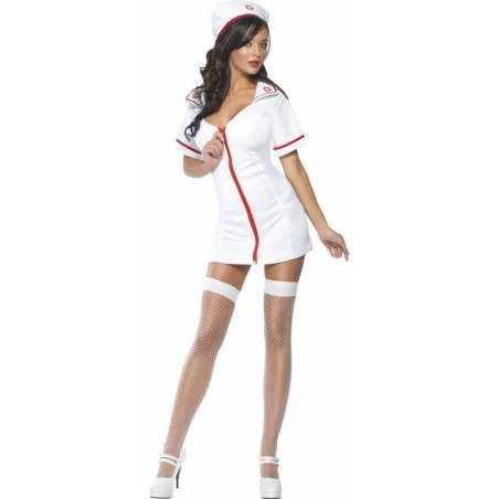 Costume infirmière pour femme avec robe et chapeau 