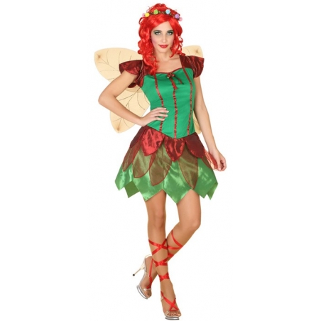 Déguisement de fée d'automne pour femme avec robe et paire d'ailes Déguisement de fée d'automne pour femme avec robe et paire d'ailes