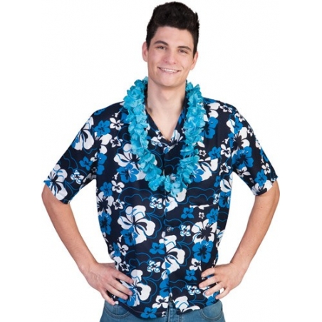 Chemise hawaïenne pour homme de couleur bleu hibiscus