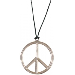 Pendentif hippie "peace and love" en plastique d'environ 10 cm de diamètre