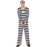 Déguisement prisonnier noir et blanc pour homme avec haut, pantalon et chapeau