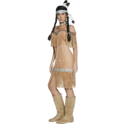 Déguisement d'indienne beige western pour femme