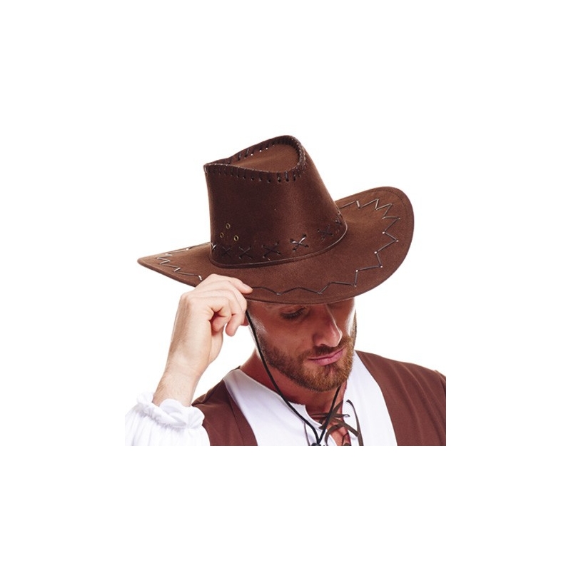 Chapeau de cowboy marron avec coutures