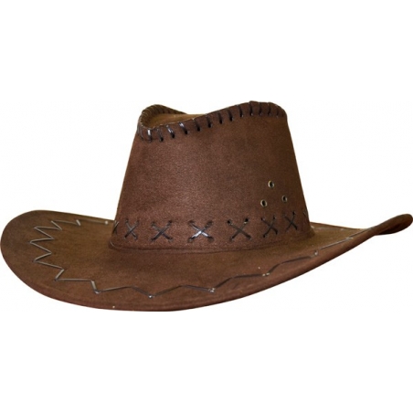Chapeau de cowboy marron avec coutures idéal pour vos soirées cowboys et western