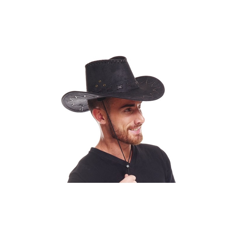 Chapeau de cowboy noir avec coutures - accessoire cow boy & cow girl